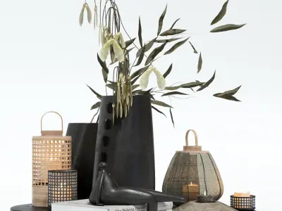 Decorative set with lanterns 3D model