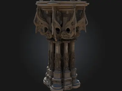 Gothic Pillar of Imagination  A Monument to Fantasy and Faith 3D model