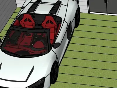 Modern home with cars 3D print model