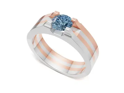 Mens Two-Tone Solitaire Wedding Ring  3D print model
