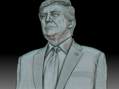 Donald Trump portrait coin medal bas-relief 3D print model