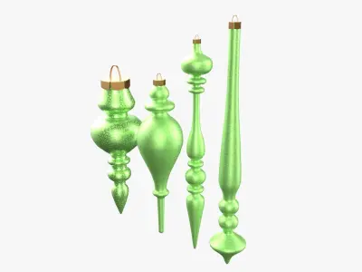 Christmas Tree Ornament Set11 - Turquoise Green  Low-poly 3D model