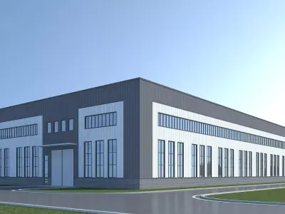 Industrial Building Factory 3D model 2
