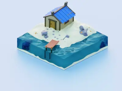 Island house on Free 3D model