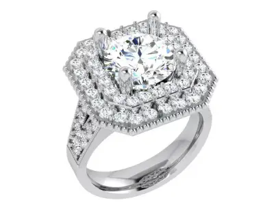 Emerald Halo Ring 4111 3D print model