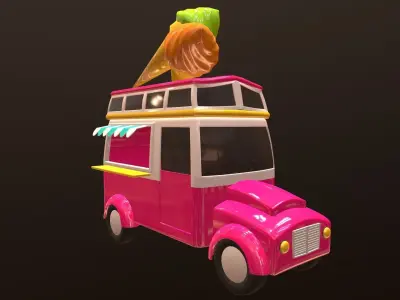 Asset - Cartoons - Car - Ice Cream - 3D Model  3D model