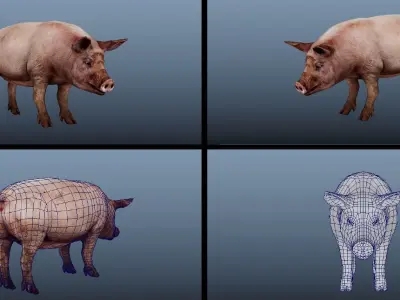 11 Farm - Domestic Animal Models Pack Low-poly  Low-poly 3D model