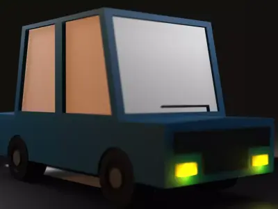 Cartoon Blue Low Poly Car Low-poly 3D model