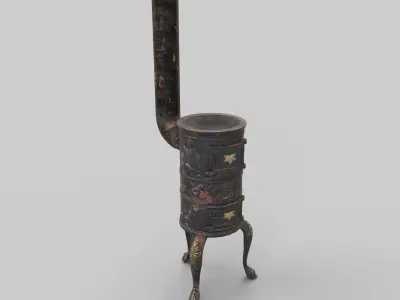 Old Stove Low Poly PBR Low-poly 3D model