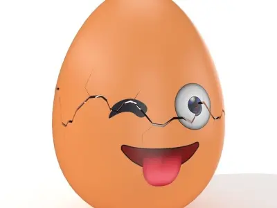 Egg Cracked Emoji N016 Low-poly 3D model