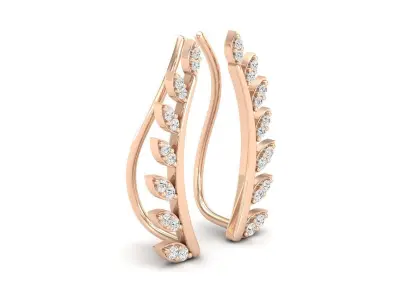 AV 432 Diamond Ladies Leaf Shaped Climber Earrings 3D print model