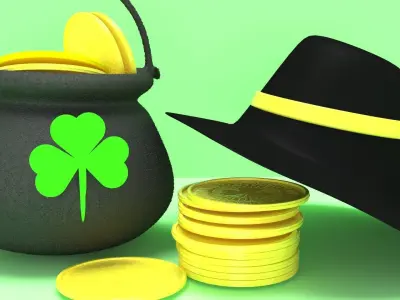 pot of gold and hat stpatrick celebration 3D model 3D model