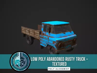 Low Poly Abandoned Rusty Truck - Textured  Low-poly 3D model