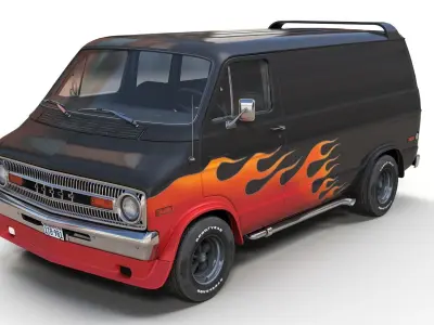 Dodge custom van Low-poly 3D model
