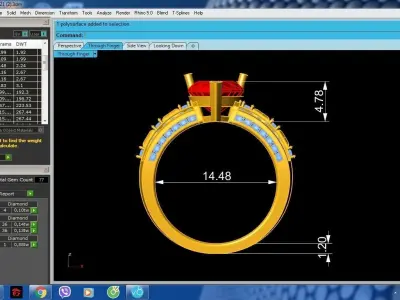 Romantic Heart Cut Gemstone Baguette Diamond Ring for Women 482 3D print model
