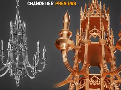 10 Ornamental Chandelier Base Mesh    Vol 48 Low-poly 3D model