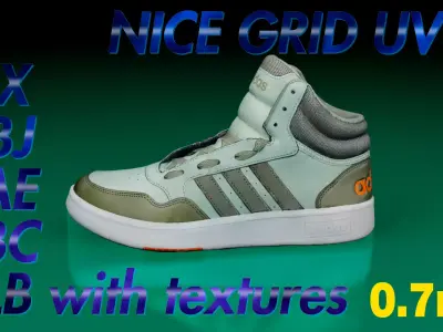 Adidas Hoops 3 Mid green LP Game ready Low-poly 3D model