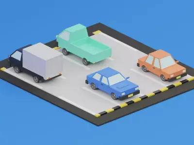 Cars Low-Poly Parking  Low-poly 3D model