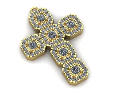 New Style pendant cross with stones diamond 3D print model 3D print model