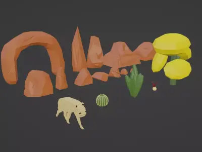 Desert Low Poly Asset Pack Free 3D model