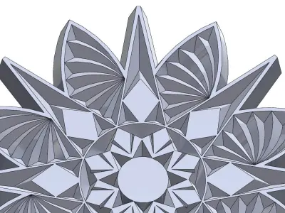 Round floral wood or plaster ornament 3D print model