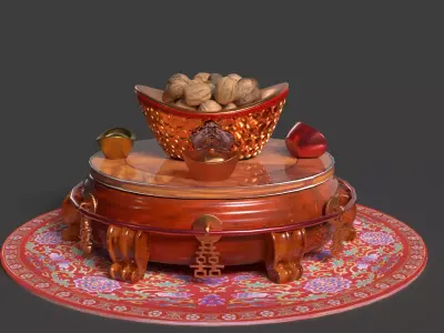 Chinese gold ingot bowel walnuts  3D model