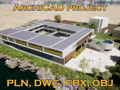 PUBLIC ELEMENTARY SCHOOL for Archicad with plans obj and fbx 3D model