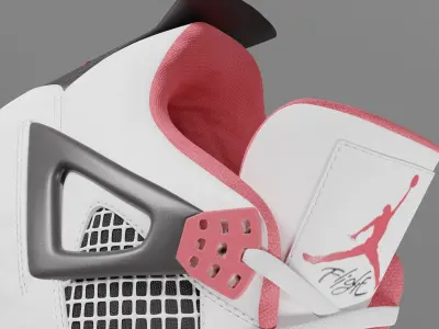 Nike Air Jordan 4 Retro Fire Red Shoe Low-poly 3D model