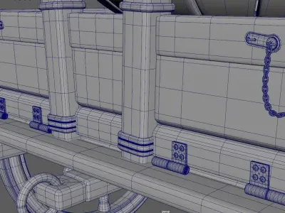 Caravan - 2 two wooden barrels on cart 3D model