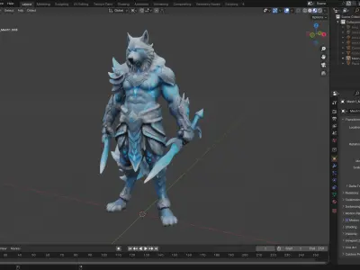 Frost Wolf Assassin 3D Model  Game-Ready Fantasy Character Low-poly 3D model