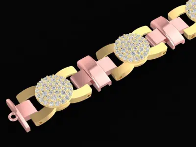 Luxury Pave Round Link Bracelet for Women  2554 3D print model