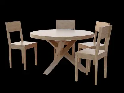 Table set Pack 07 Low-poly 3D model