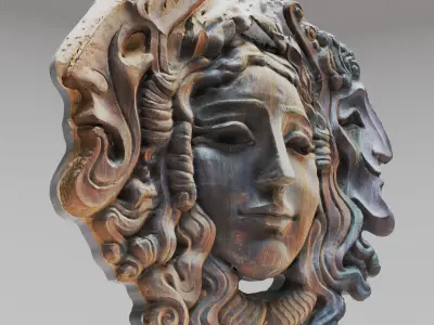 Georgian Theater Mask Sculpture 3D model