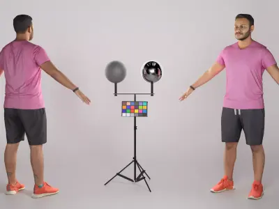 Young man in sportswear in A-pose 307 Low-poly 3D model