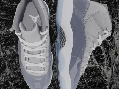 NIKE AIR JORDAN 11 COOL GREY 3D SHOES Low-poly 3D model