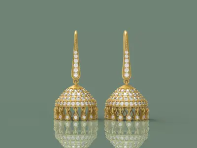 Diamond Bali Jhumko Earring - 0027 3D print model