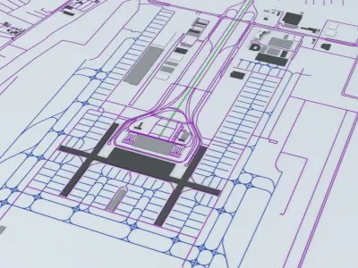 Bangkok Suvarnabhumi BKK Airport Roads Buildings Public Trans 3D model