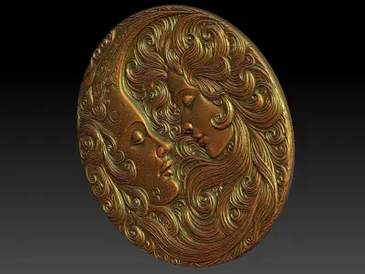 1 circle decoration CNC Relief Model 3D print model