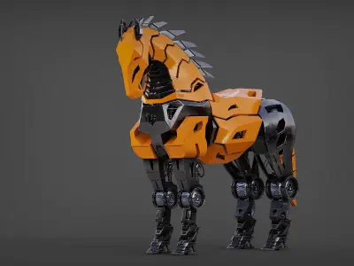 Sci-Fi mech horse   Low-poly 3D model
