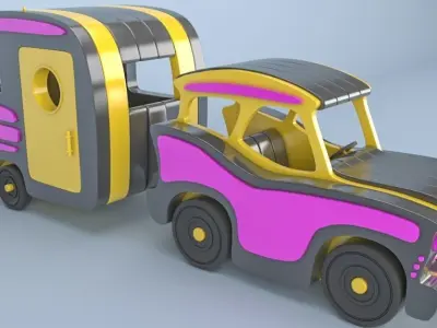 toy car and caravan 3D model