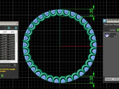 U Shaped Eternity Ring 2mm stone size swiss 20 and EU60 3D print model