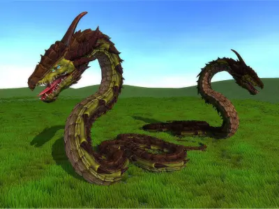 Dragonsnake snake Low-poly 3D model
