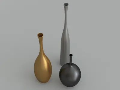 The sleek Reid  Ryan and Regan Vases 3D model