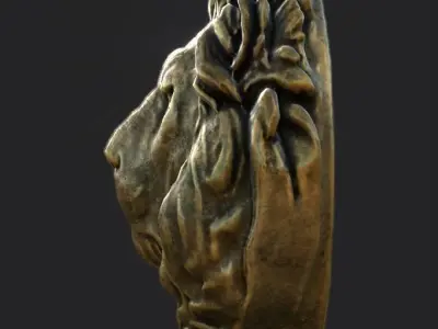 Lion Head Pendant 3d print model and gameready model Low-poly 3D model