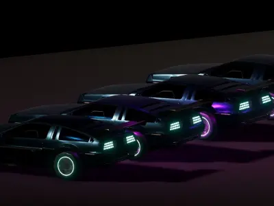 Cyberpunk Car DeLorean Low-poly 3D model