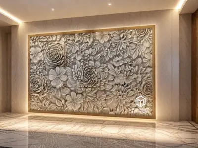 modern panel wall decor set relief stl mural CNC 307 3D model