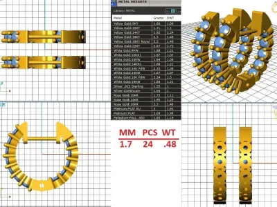 12mm Inside-Outside Diamond Hoop Earrings Huggies 3D print model