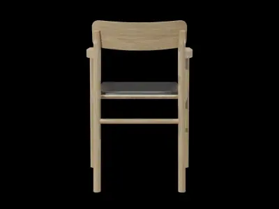 POST Chair-3346-oak wood and leather Low-poly 3D model