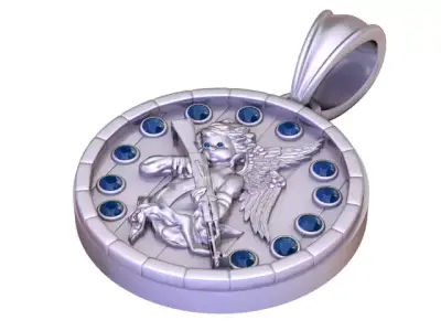 Luxury Angel Guardian Medallion Pendant 3D print model