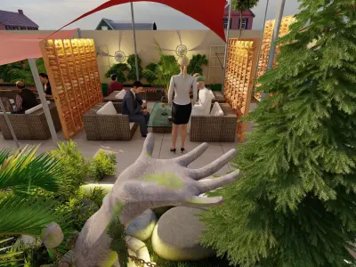 restaurant cafe bar design by primotive architects  skp 3D model